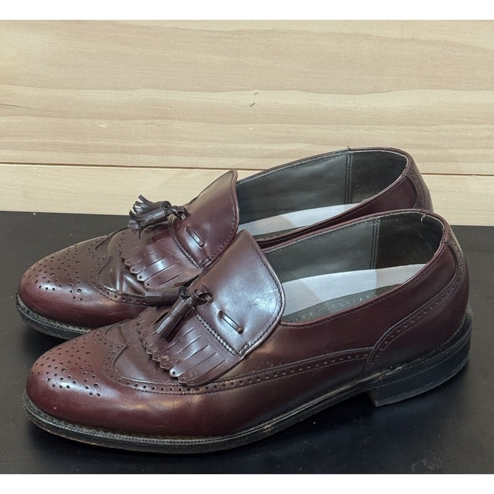 Dexter Burgandy Leather Penny Loafers Hand Sewn Made In USA Men's 8.5WW Wide